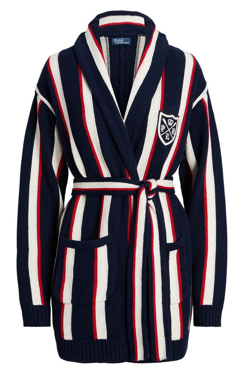 Polo Ralph Lauren Oversize Stripe Linen & Cotton Cardigan, Alternate, color,