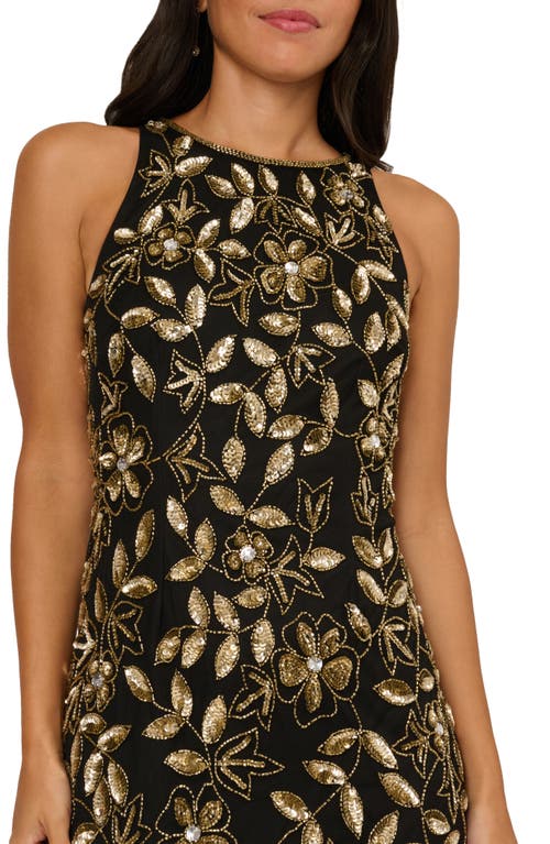 Adrianna Papell Embellished Mesh Gown In Multi