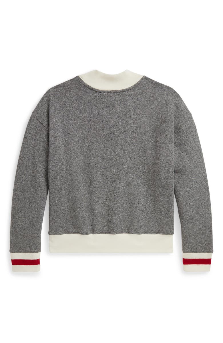 Polo Ralph Lauren Kids' Logo Flag Crewneck Fleece Sweatshirt, Alternate, color, Vintage Pepper Heather