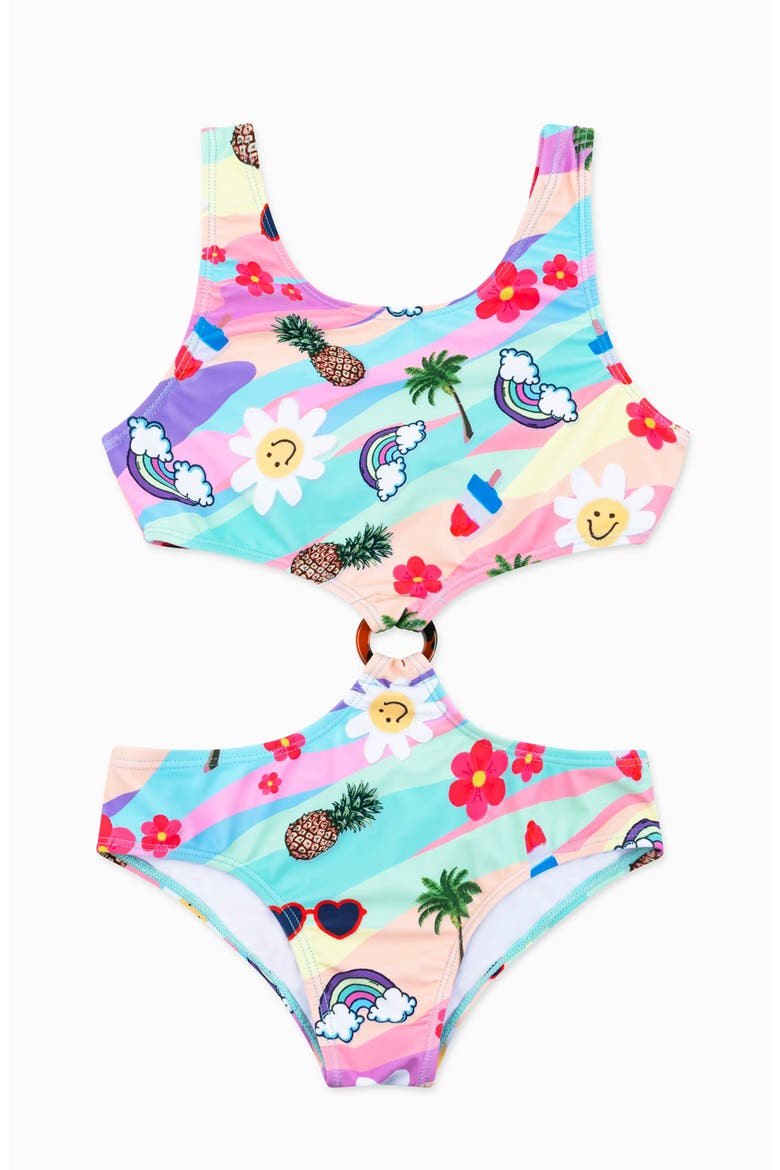 Multicolor Printed Cutout One Piece, Main, color, MULTICOLOR
