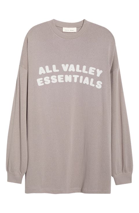 Merch Oversize Long Sleeve Cotton Mesh Graphic T-Shirt