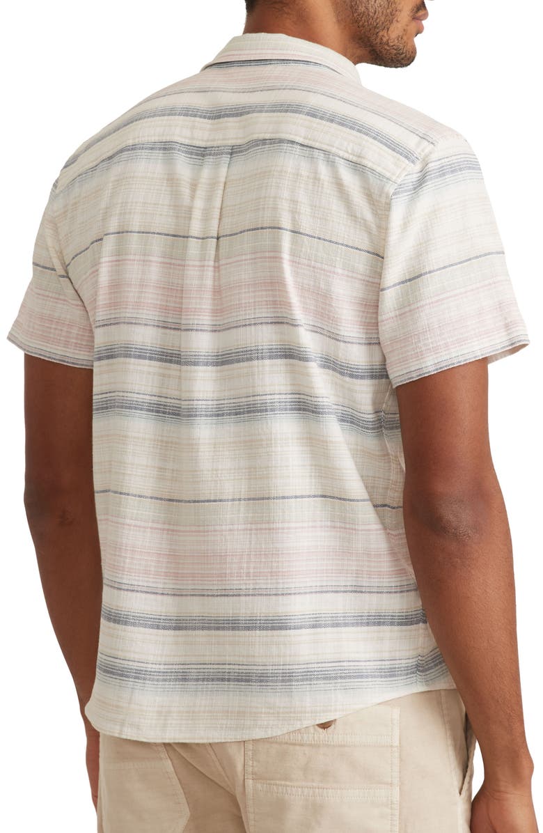 Marine Layer Stripe Stretch Selvedge Short Sleeve Button-Up Shirt, Alternate, color, 