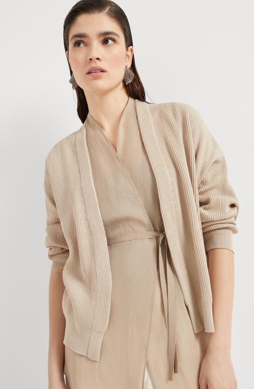 Brunello Cucinelli Cardigan With Multilayer In Biscuit