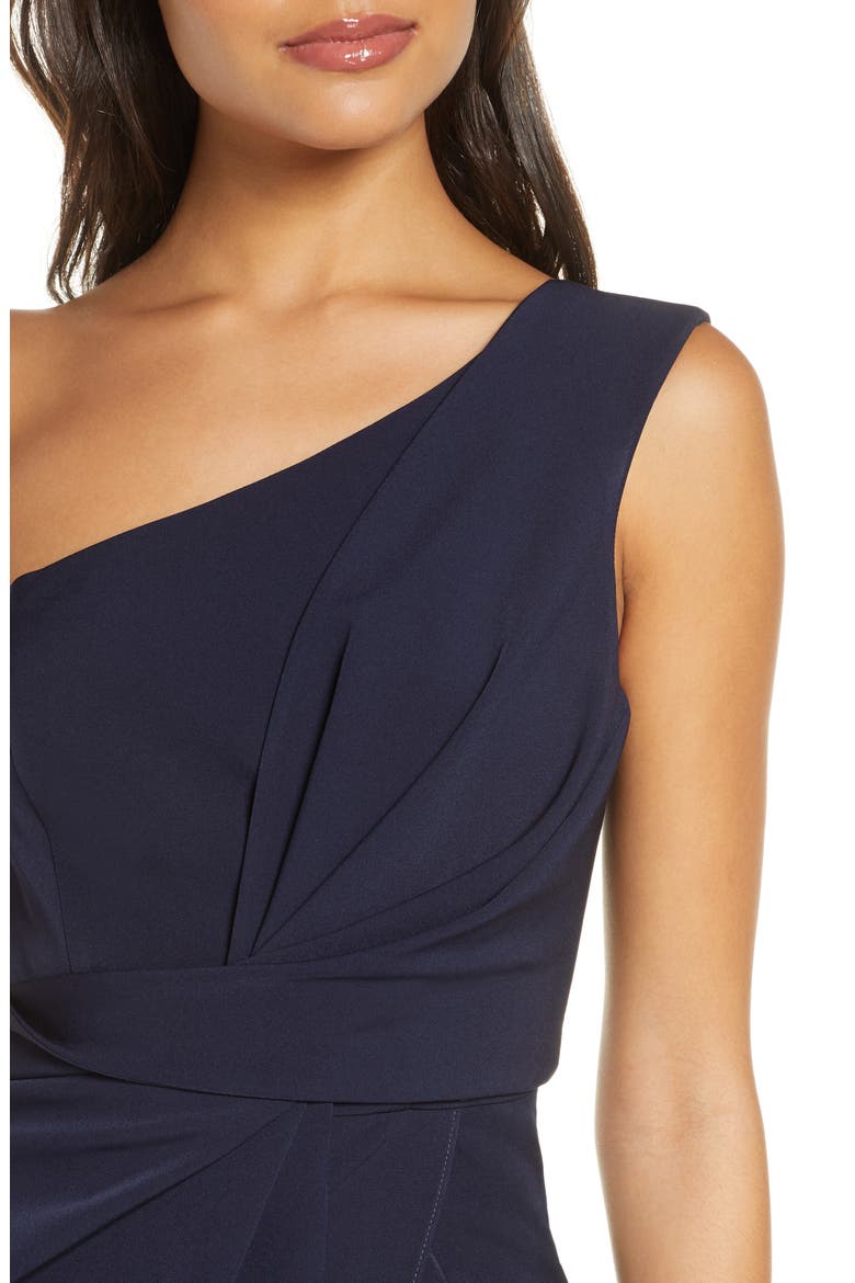 One-Shoulder Laguna Crepe Evening Gown, Alternate, color, NAVY