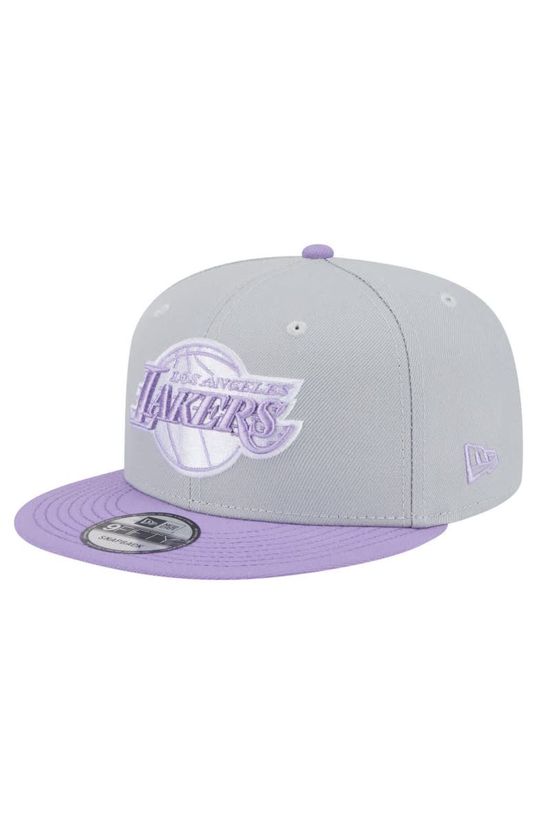 New Era Men's New Era  Gray/Purple Los Angeles Lakers Color Pack Two-Tone 9FIFTY Snapback Hat, Main, color, 
