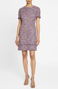 Santorelli Melania Short Sleeve Shift Dress in Luxury Tweed