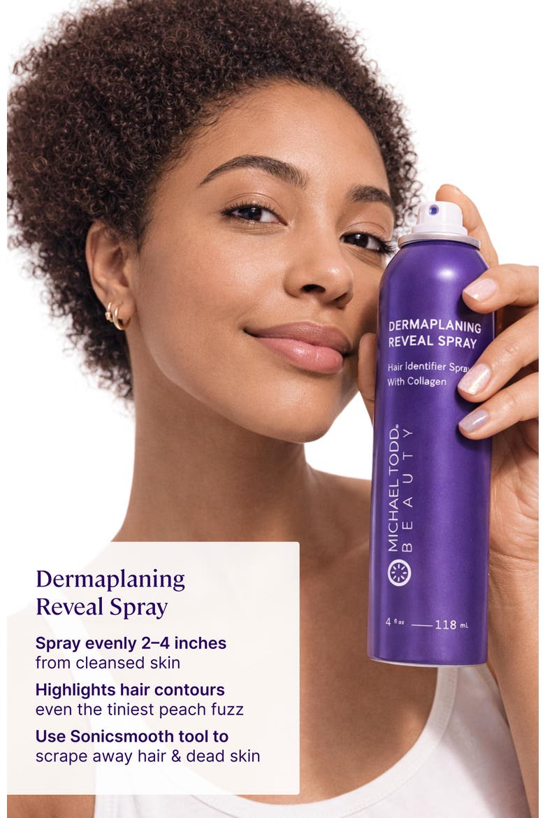 Sonicsmooth Hair Identifier Spray for Dermaplaning, Alternate, color, Shade between blue and red.