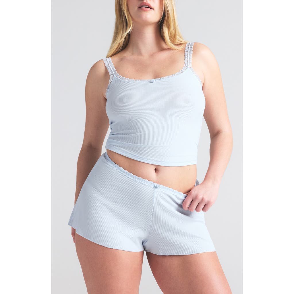 Skims Soft Lounge Lace Short Pajamas In Blue Quartz