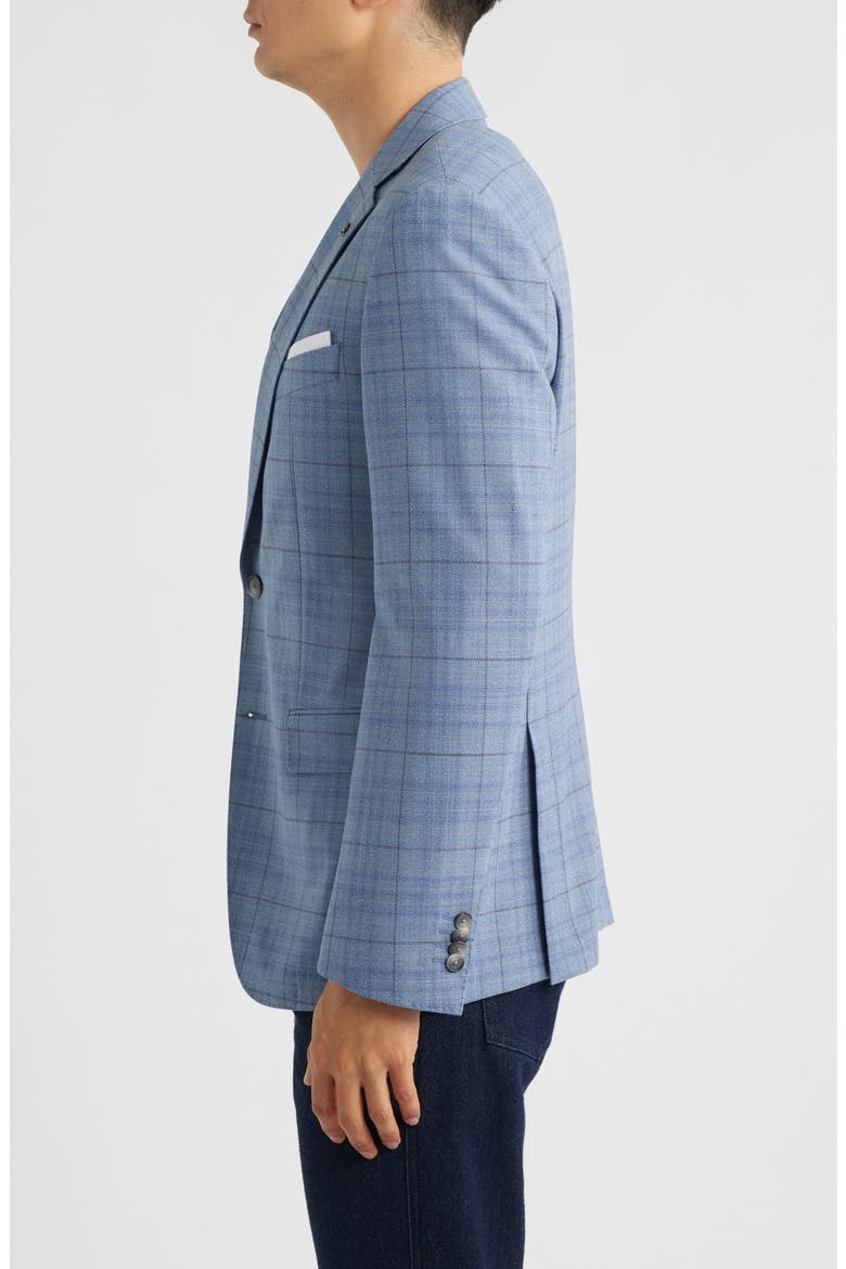 Hutson Slim Fit Plaid Wool Blend Sport Coat, Alternate, color, BLUE