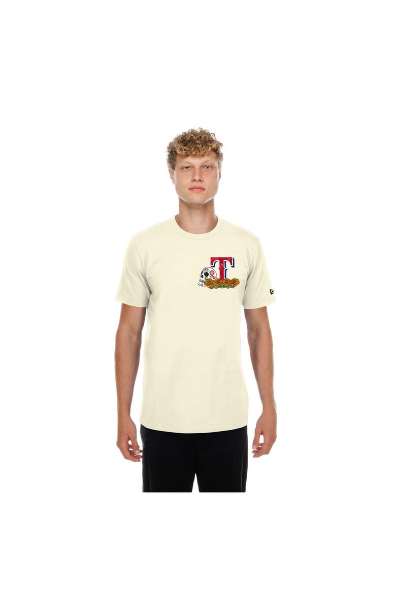 New Era Men's New Era Natural Texas Rangers Dia de los Muertos Sugar Skull T-Shirt, Main, color, Natural