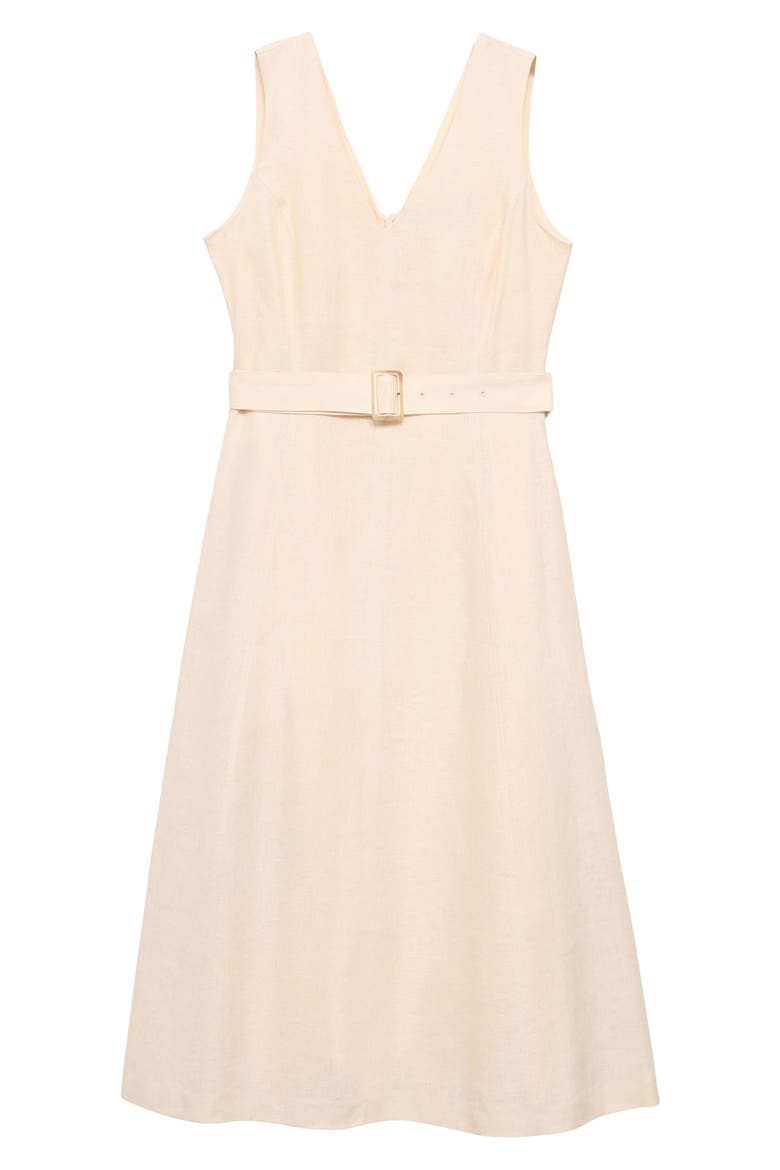 Belted Linen Dress, Alternate, color, BEIGE