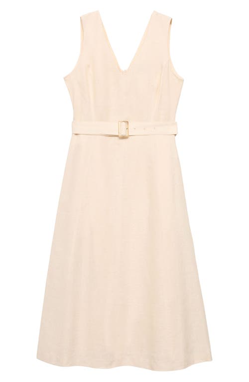 Mango Belted Linen Dress In Sand