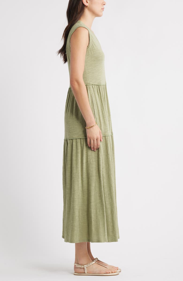 Caslon<sup>®</sup> Sleeveless V-Neck Tiered Dress, Alternate, color, Olive Acorn