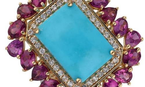 Ys Gems Blue Mohave Turquoise Halo Ring In Blue