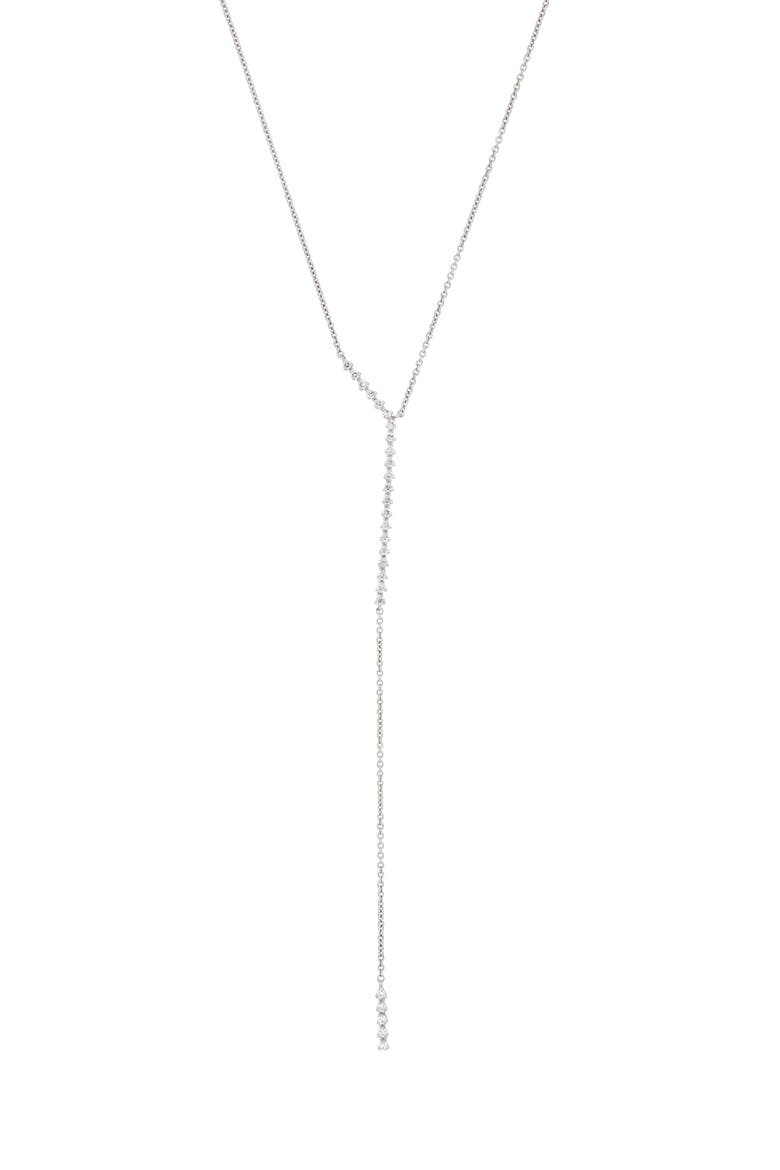 Liora Asymmetrical Y-Necklace (Nordstrom Exclusive), Main, color, WHITE GOLD/ DIAMOND