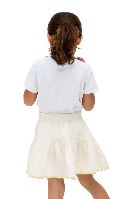 Raffya Kids Staranisse Tiered All Over Embroidered Skirt In Neutral