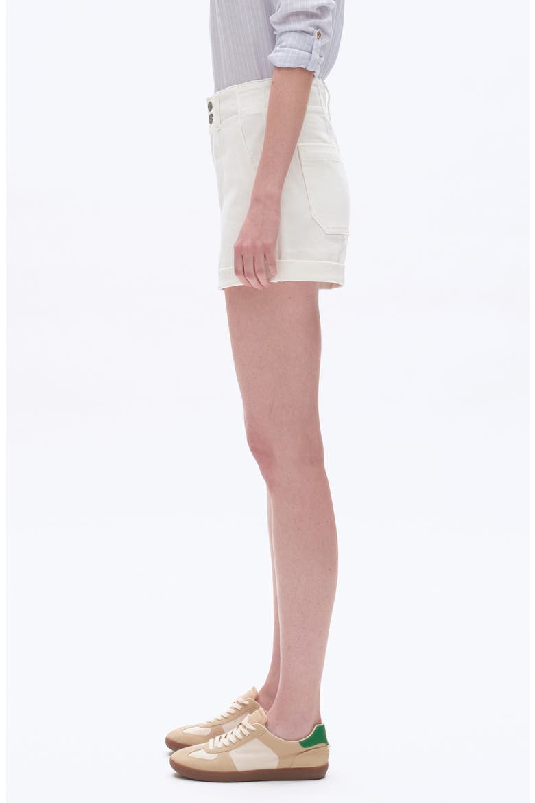 High Waist Cuffed Denim Shorts, Alternate, color, WHITE