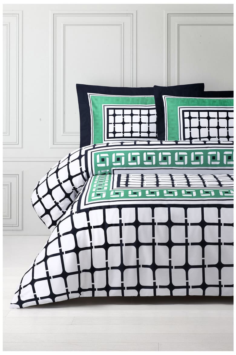 Framed Print Broken Cotton Duvet Cover & Sham Set, Alternate, color, NAVY