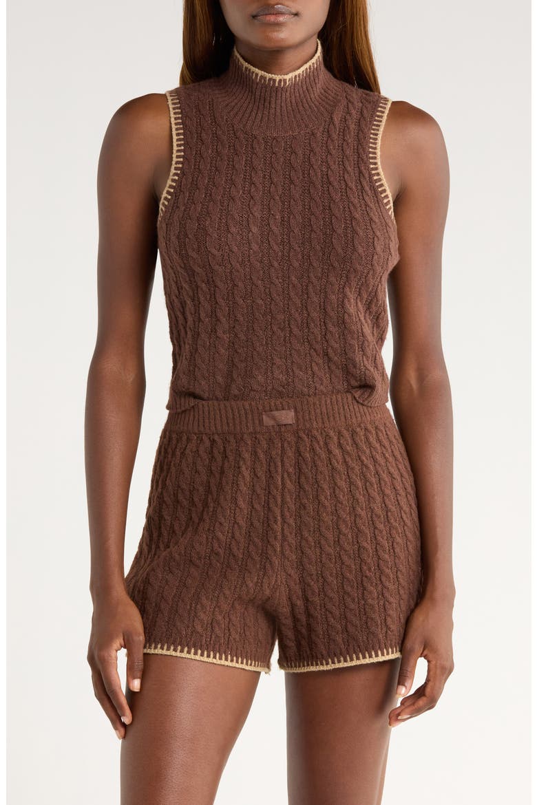 Zariah Cable Sleeveless Mock Neck Sweater, Main, color, COLA