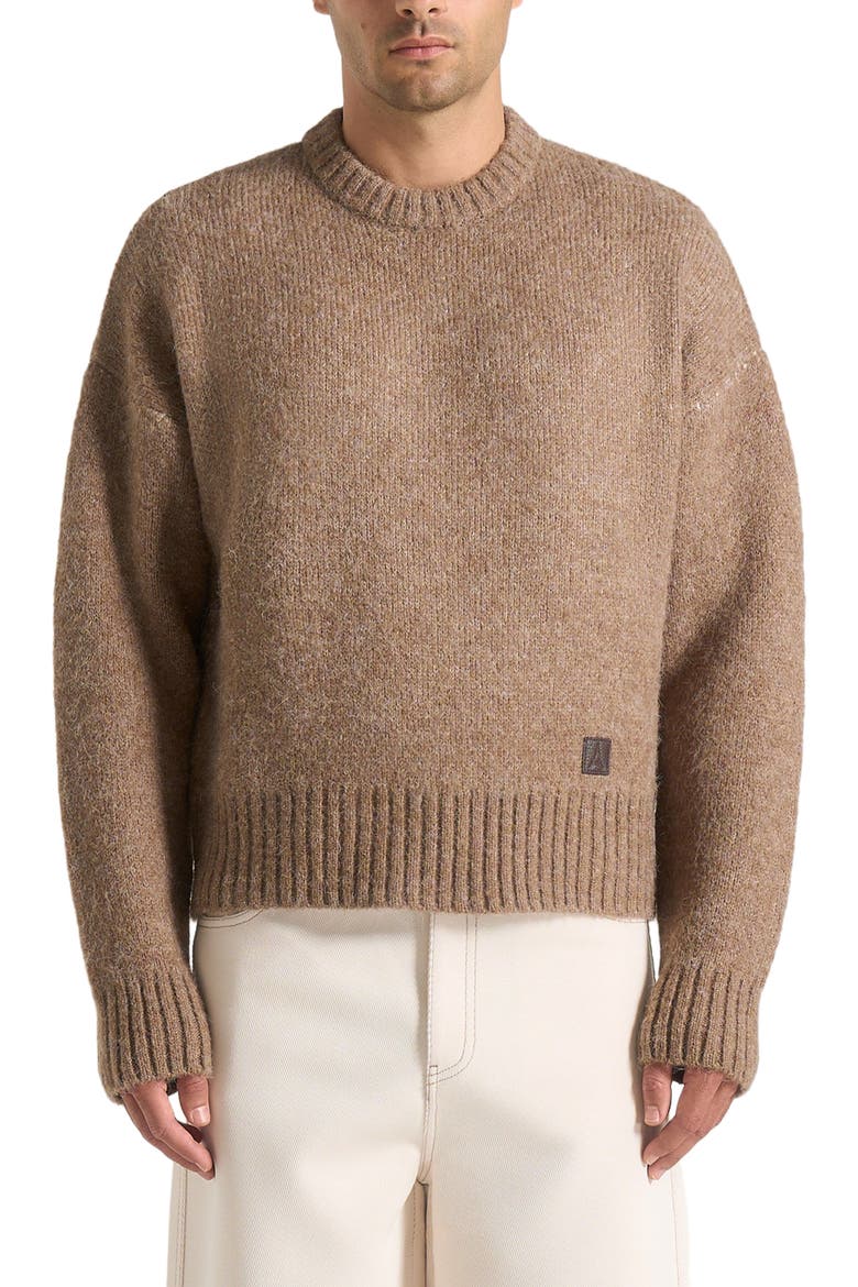 Kamil Art Slogan Brushed Knit Jumper, Alternate, color, Beige