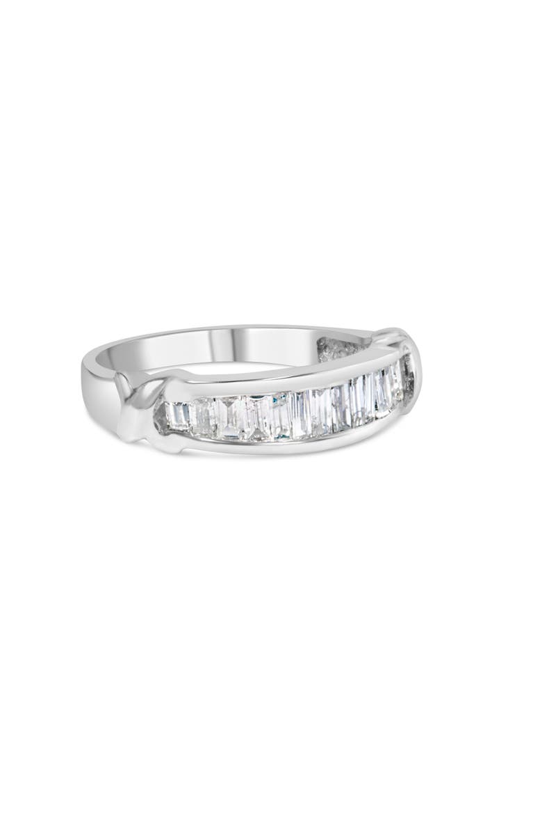 .925 Sterling Silver 1/2 Ctw Baguette Cut Diamond Channel Set X-Station Wedding Ring, Main, color, Silver