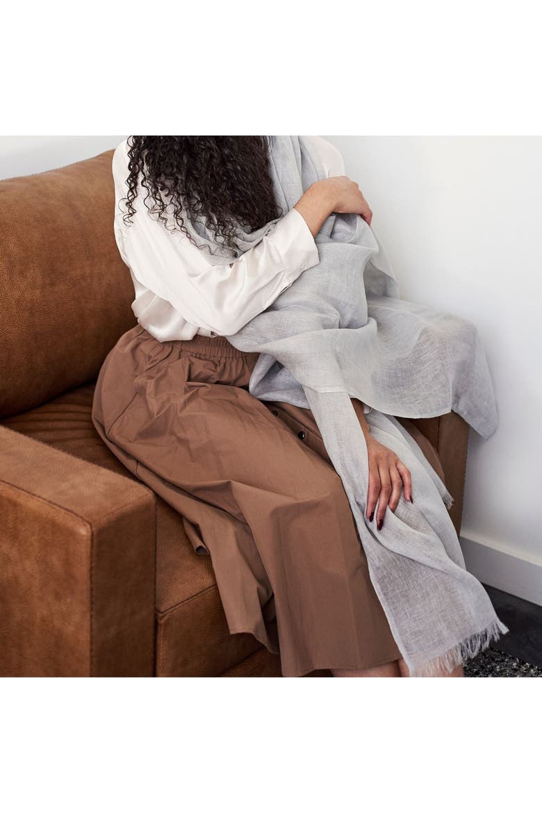 Hand Woven Linen Scarf, Alternate, color, Oat