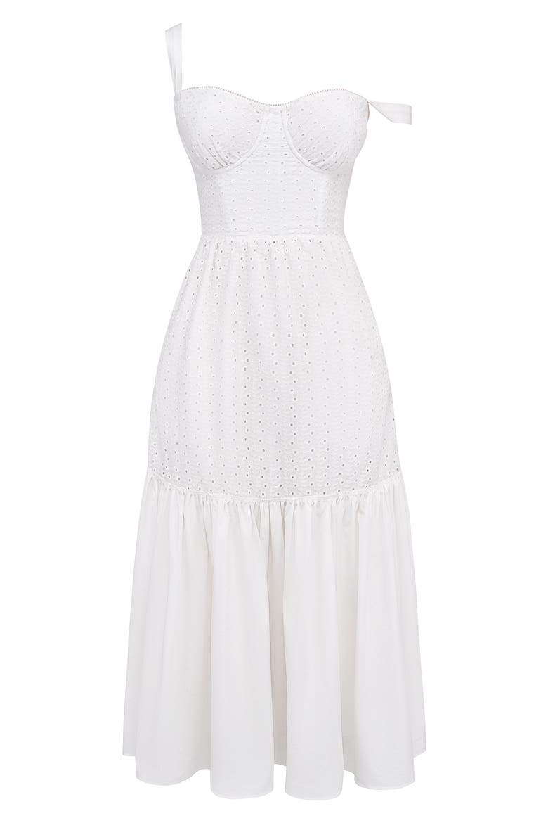 Elia Floral Stretch Cotton Blend Corset Sundress, Alternate, color, IVORY