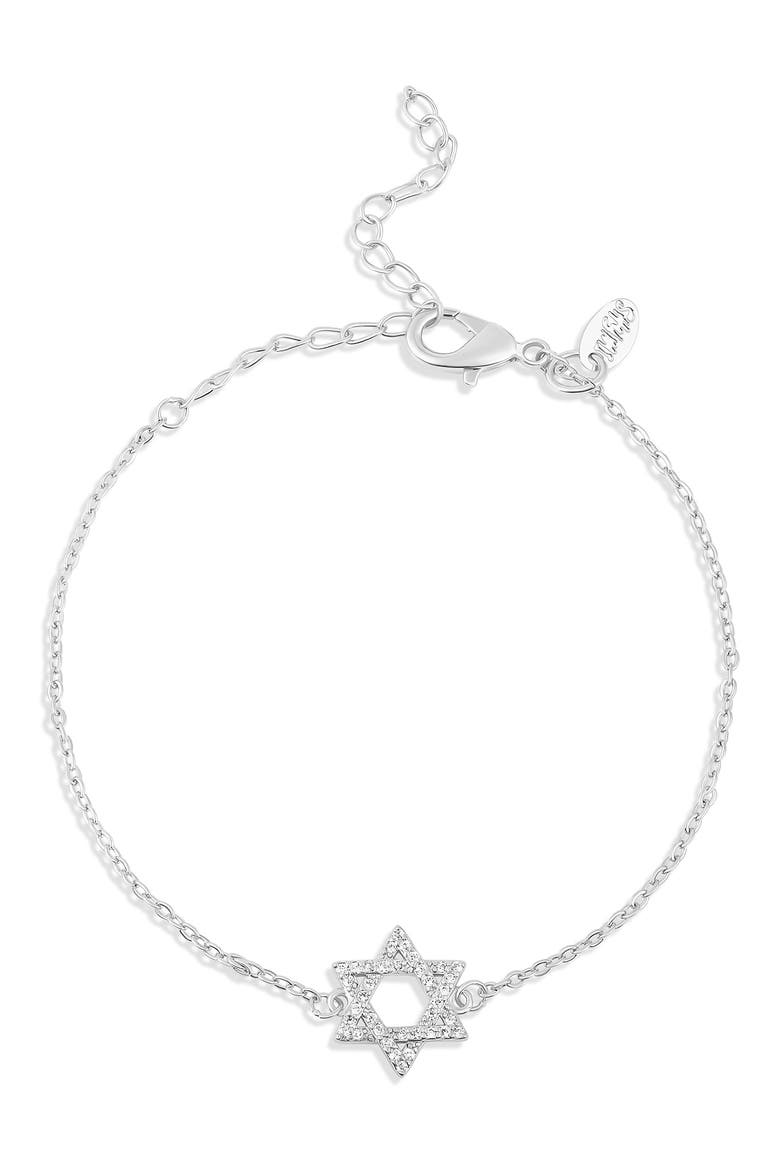 Pavé Cubic Zirconia Star of David Bracelet, Main, color, SILVER