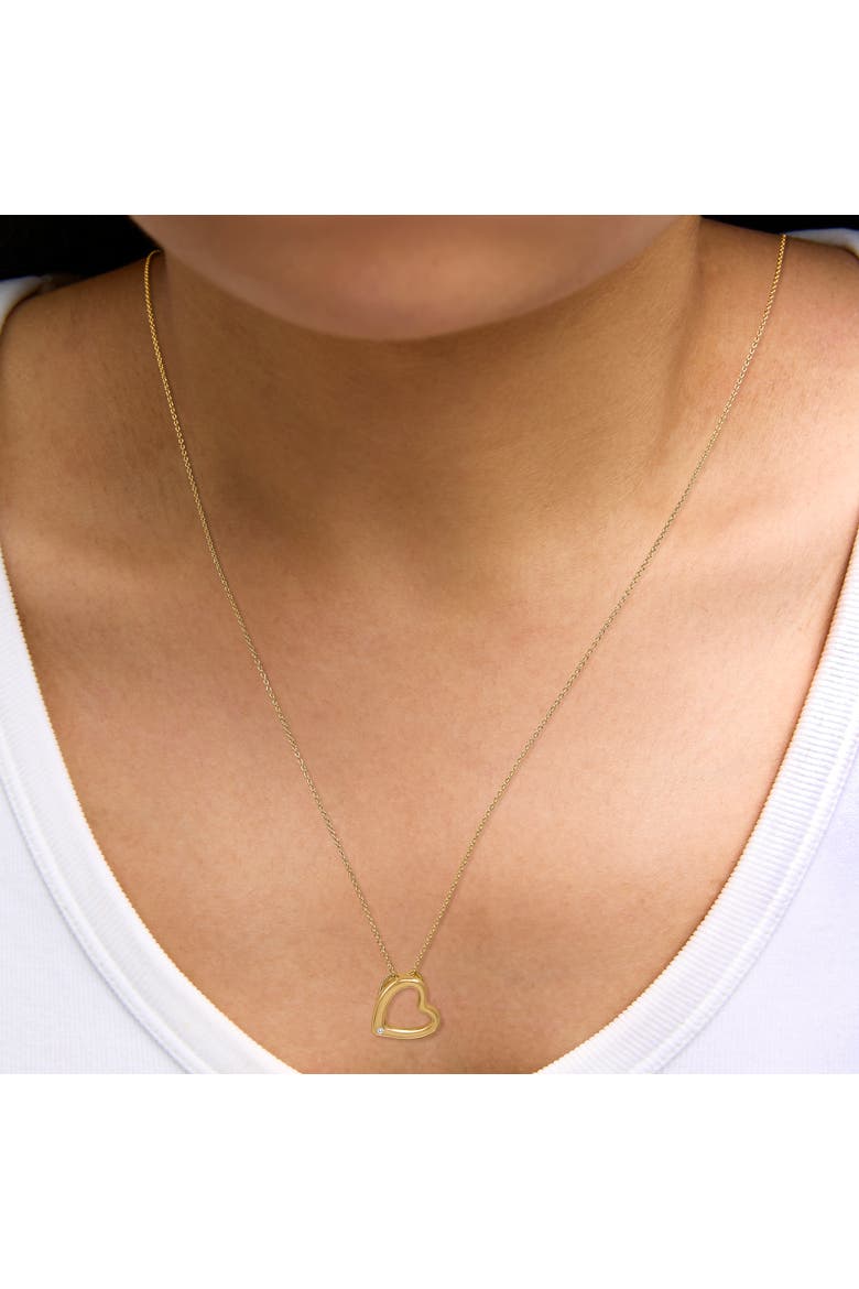 Gold Vermeil Diamond Accent Heart Pendant Necklace, Alternate, color, Silver