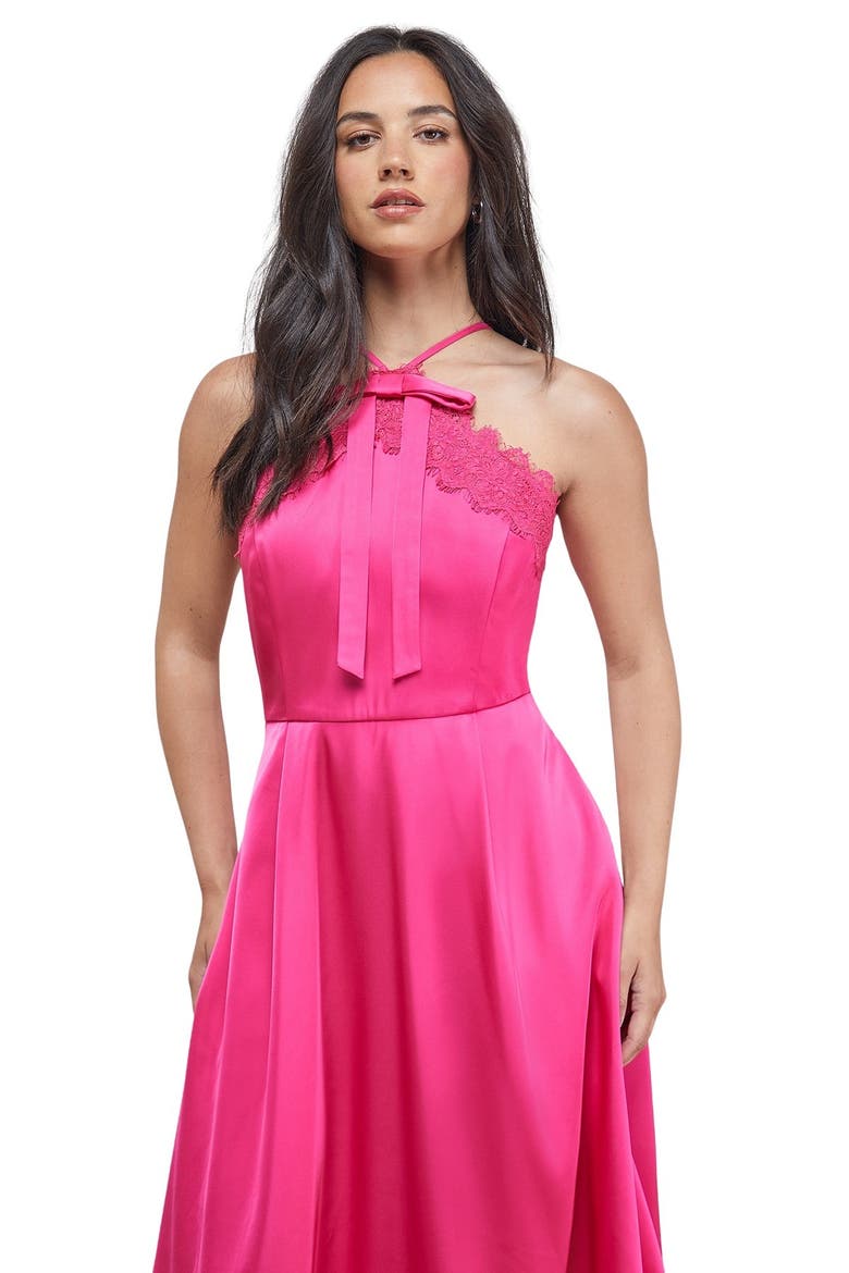 Lace Detail Midi Prom Dress, Alternate, color, Magenta