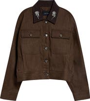 Simone Rocha Embellished Crop Utility Pocket Denim Workwear Jacket