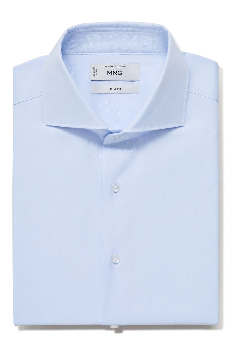 Slim Fit Structured Cotton Button-Up Shirt, Alternate, color, SKY BLUE
