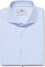 MANGO Slim Fit Structured Cotton Button-Up Shirt