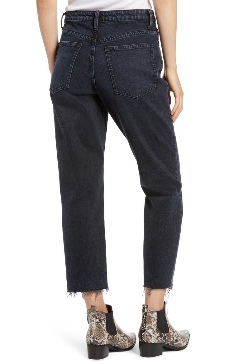 Raw Hem Crop Straight Leg Jeans, Alternate, color, BLUE BLACK