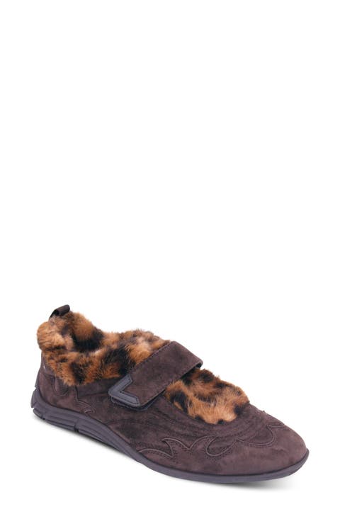 Magda Leather & Faux Fur Mary Jane Sneaker