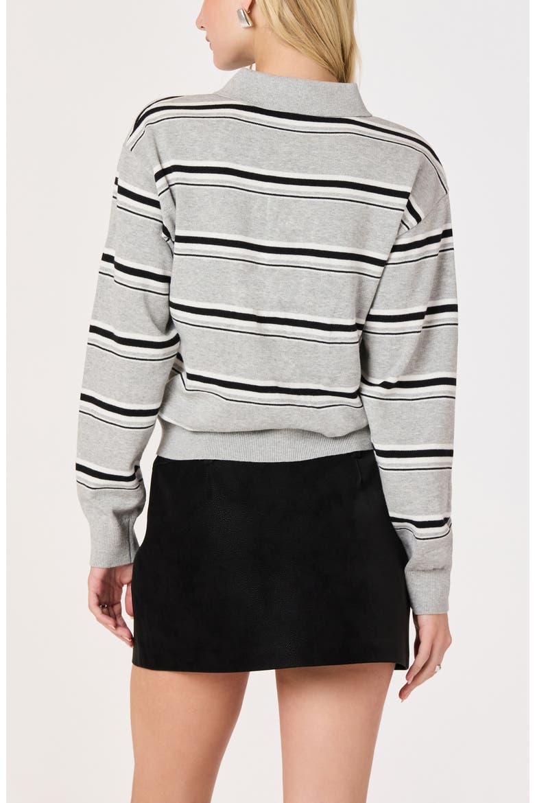 Stripe Long Sleeve Cotton Polo, Alternate, color, GREY STRIPE