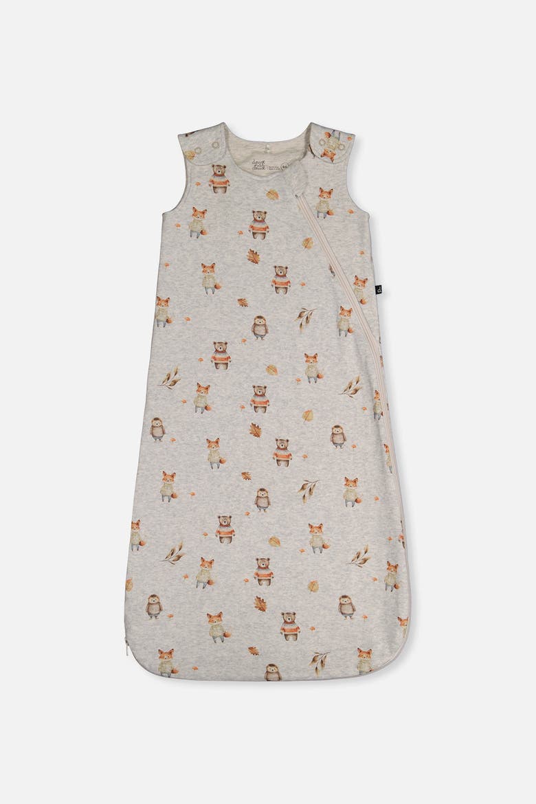 Organic Cotton Animal Shoulder Snap Sleep Sack, Main, color, Beige Animal Print