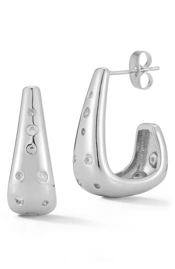 Chloe & Madison Chloe And Madison Cubic Zirconia Hoop Earrings In Silver