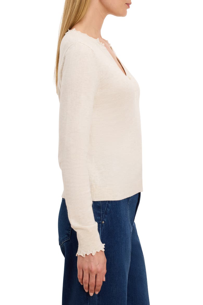 Henley Ruffle Sweater, Alternate, color, COCONUT