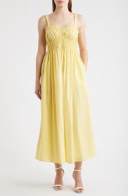BOSS Dalza Shirred Cotton Maxi Dress