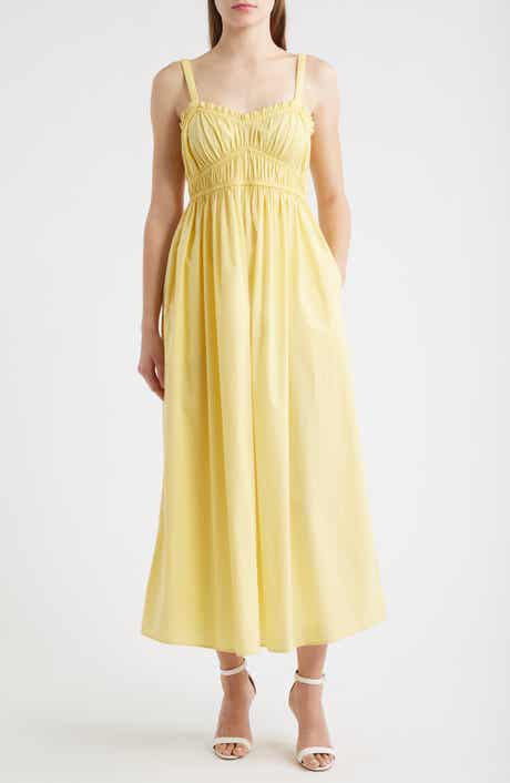 BOSS Dalza Shirred Cotton Maxi Dress
