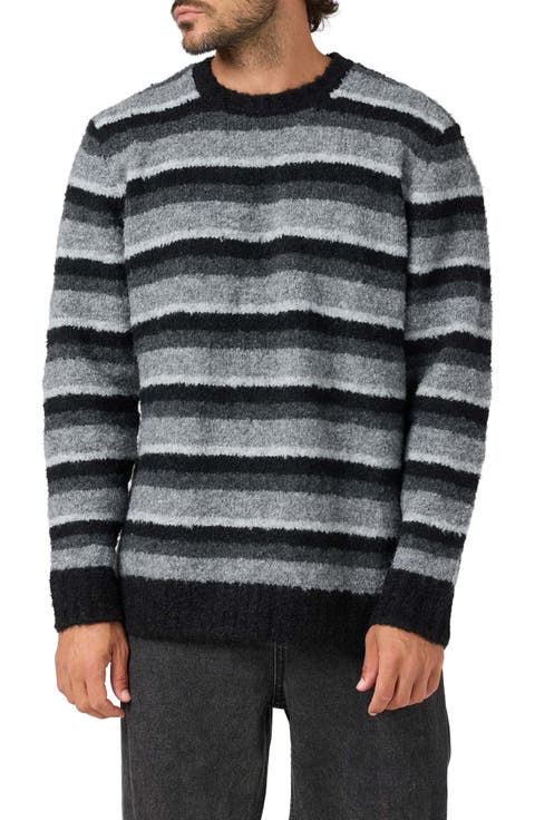 Fuzzy Stripe Crewneck Sweater
