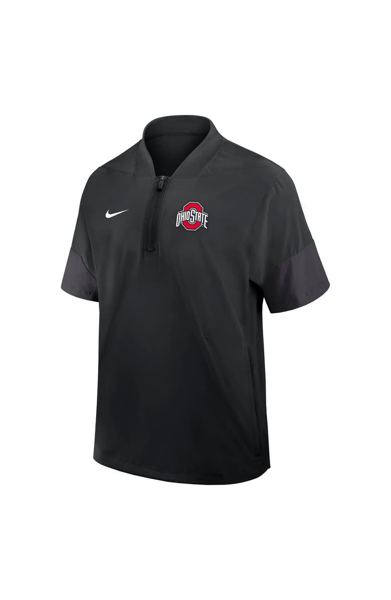 Nike Men's Nike Black Ohio State Buckeyes 2025 Sideline Short Sleeve Quarter-Zip Coach Jacket, Alternate, color, Black
