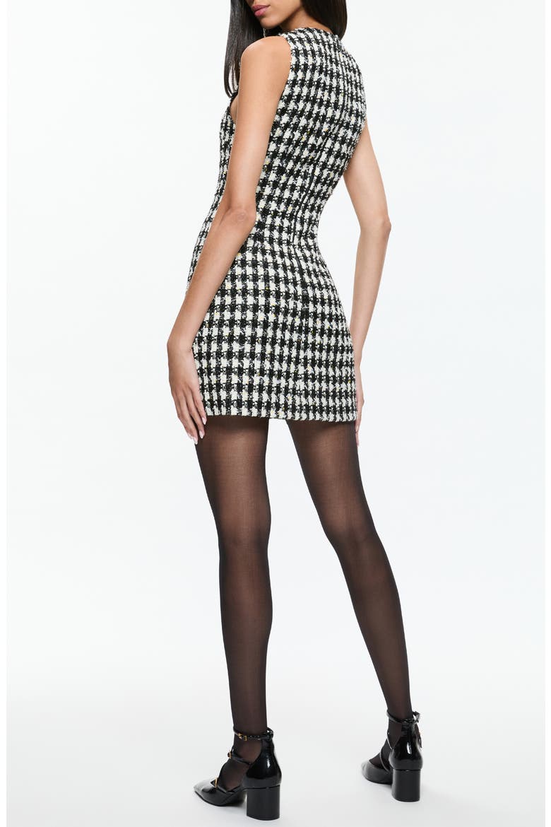 Clyde Houndstooth Tweed Sheath Dress, Alternate, color, BLACK/ WHITE