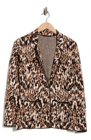 T Tahari Sweater Jacket In Animal Print