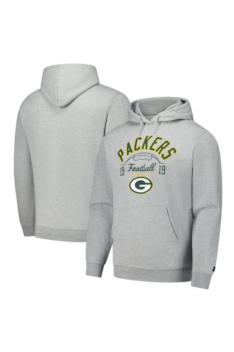 Men's Starter  Heather Gray Green Bay Packers Pullover Hoodie, Main, color, Heather Gray