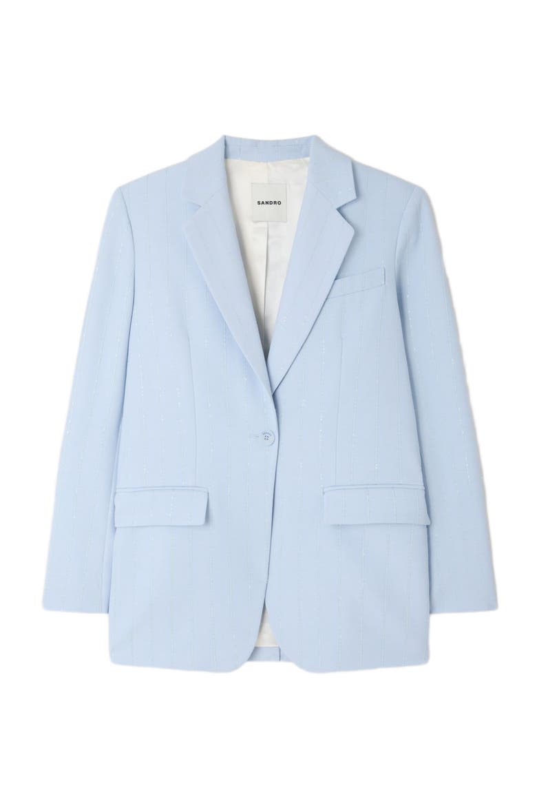 Sequin-stripe tailored jacket, Alternate, color, Sky blue