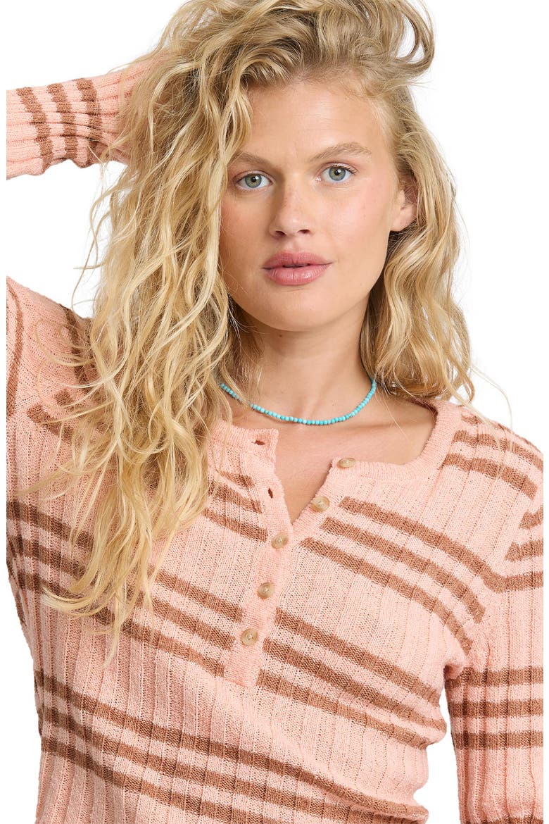 Ziggy Stripe Cotton Blend Knit Crop Top, Alternate, color, PALE PEACH