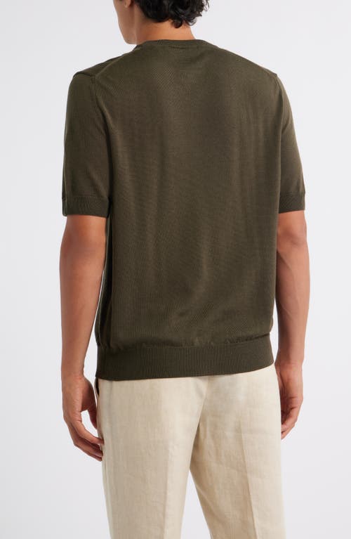 Aurélien Cashwool® Short Sleeve Crewneck Sweater In Green