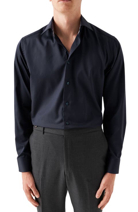Slim Fit Paisley Detail Twill Dress Shirt